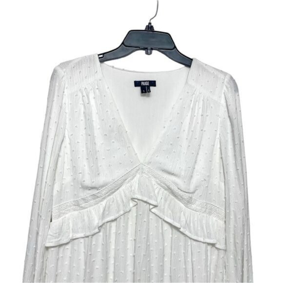 PAIGE  Odelise Long Sleeve Mini Dress in White Size S - Picture 8 of 12